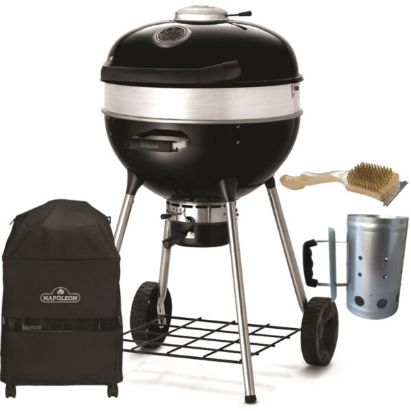 Napoleon Holzkohlegrill Rodeo Kettle Pro 57 cm Set + Abdeckhaube + Anzündkamin und Bürste
