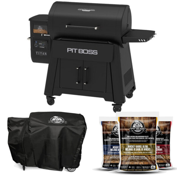 Paket: Pit Boss Titan Pelletgrill + Abdeckhaube + 3 Säcke Pellets